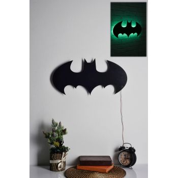 Decoratiune luminoasa LED, Batman, MDF, 60 LED-uri, Verde