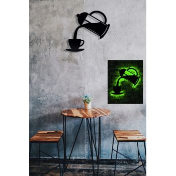 Decoratiune luminoasa LED, Coffee, MDF, 60 LED-uri, Verde