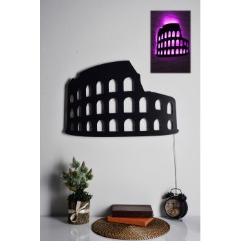 Decoratiune luminoasa LED, Colosseum, MDF, 60 LED-uri, Roz