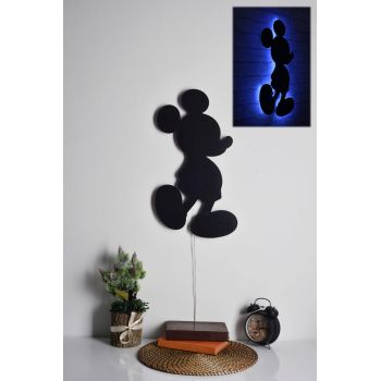 Decoratiune luminoasa LED, Mickey Mouse, MDF, 60 LED-uri, Albastru