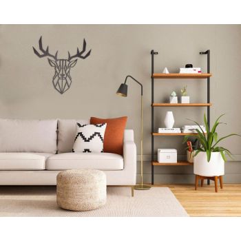 Decoratiune de perete, Deer, Metal, Dimensiune: 50 x 50 cm, Negru