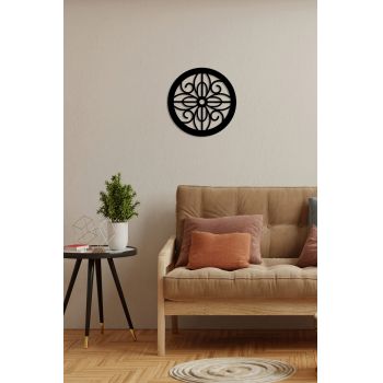 Decoratiune de perete, Rustic Circles 1, Metal, 30 x 30 cm, Negru