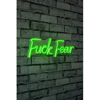 Decoratiune luminoasa LED, Fuck Fear, Benzi flexibile de neon, DC 12 V, Verde