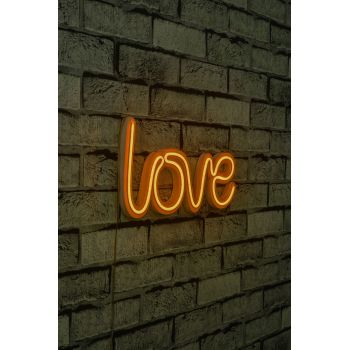 Decoratiune luminoasa LED, Love, Benzi flexibile de neon, DC 12 V, Galben