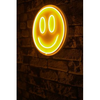 Decoratiune luminoasa LED, Smiley, Benzi flexibile de neon, DC 12 V, Galben