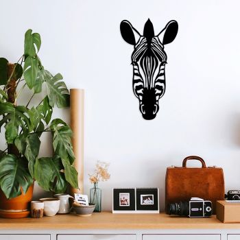 Decoratiune de perete, Zebra, Lemn, Dimensiune: 37 x 65 cm, Negru