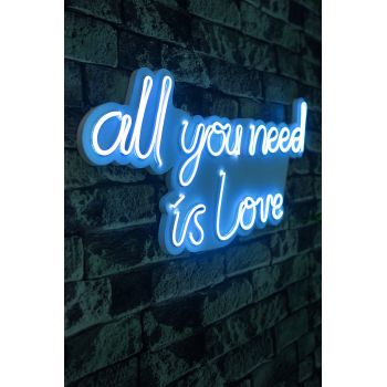 Decoratiune luminoasa LED, All You Need is Love, Benzi flexibile de neon, DC 12 V, Albastru
