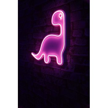 Decoratiune luminoasa LED, Dino the Dinosaur, Benzi flexibile de neon, DC 12 V, Roz
