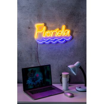 Decoratiune luminoasa LED, Florida, Benzi flexibile de neon, DC 12 V, Galben / Albastru
