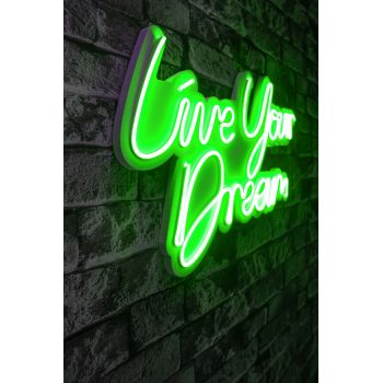 Decoratiune luminoasa LED, Live Your Dream, Benzi flexibile de neon, DC 12 V, Verde