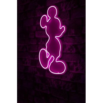 Decoratiune luminoasa LED, Mickey Mouse, Benzi flexibile de neon, DC 12 V, Roz
