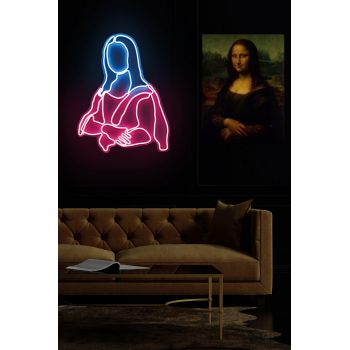 Decoratiune luminoasa LED, Mona Lisa, Benzi flexibile de neon, DC 12 V, Roz / Albastru