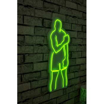 Decoratiune luminoasa LED, Muhammed Ali, Benzi flexibile de neon, DC 12 V, Verde