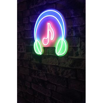 Decoratiune luminoasa LED, Music Sound Headphones, Benzi flexibile de neon, DC 12 V, Roz / Verde / Albastru
