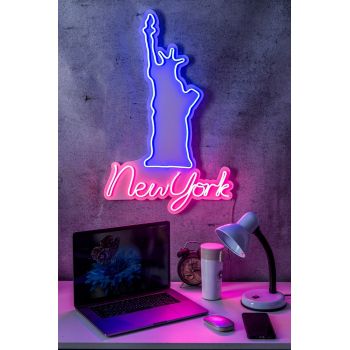 Decoratiune luminoasa LED, New York, Benzi flexibile de neon, DC 12 V, Roz / Albastru