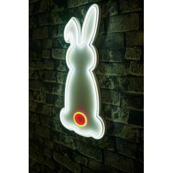 Decoratiune luminoasa LED, Rabbit, Benzi flexibile de neon, DC 12 V, Alb/Rosu