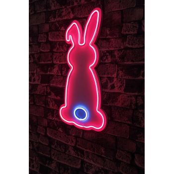 Decoratiune luminoasa LED, Rabbit, Benzi flexibile de neon, DC 12 V, Roz / Albastru