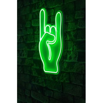 Decoratiune luminoasa LED, Rock N Roll Sign, Benzi flexibile de neon, DC 12 V, Verde