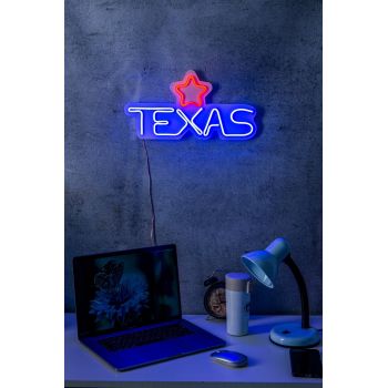 Decoratiune luminoasa LED, Texas Lone Star Red, Benzi flexibile de neon, DC 12 V, Rosu albastru