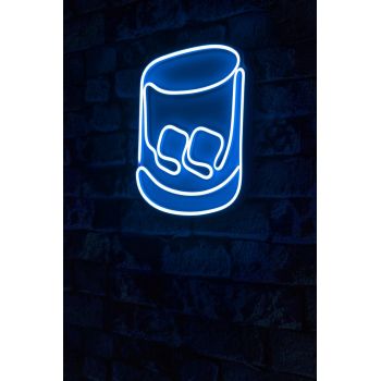 Decoratiune luminoasa LED, Whiskey Old Fashioned, Benzi flexibile de neon, DC 12 V, Albastru