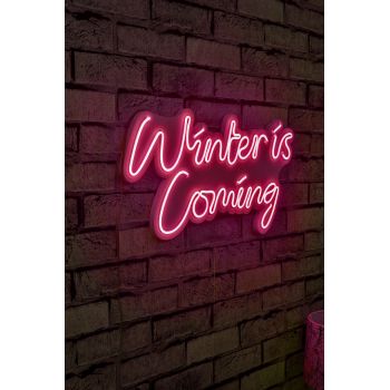 Decoratiune luminoasa LED, Winter is Coming, Benzi flexibile de neon, DC 12 V, Roz