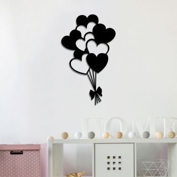 Decoratiune de perete, Balloons, Metal, Dimensiune: 21 x 35 cm, Negru