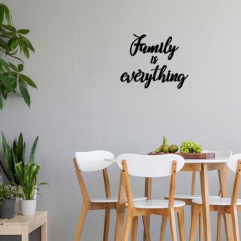 Decoratiune de perete, Family Is Everything, MDF, Family: 46 x 25 cm, Negru