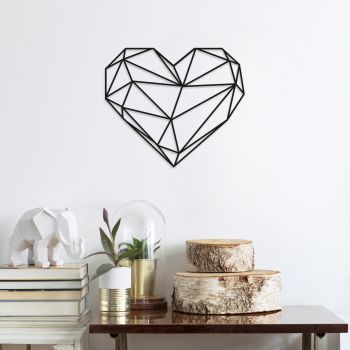 Decoratiune de perete, Heart, Metal, Dimensiune: 47 x 40 cm, Negru