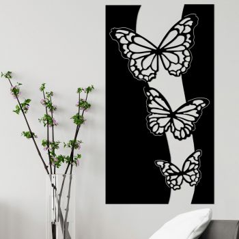 Decoratiune de perete, Butterfly 5, Metal, Dimensiune: 78 x 0,15 x 43 cm, Negru