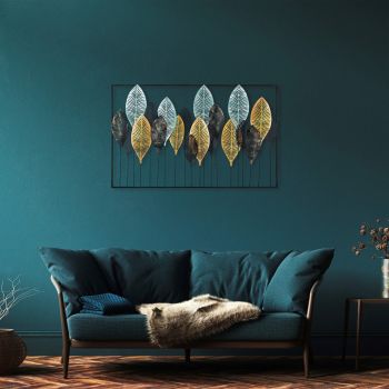 Decoratiune de perete, Sinuate, Metal, Dimensiune: 122 x 76 cm, Multicolor