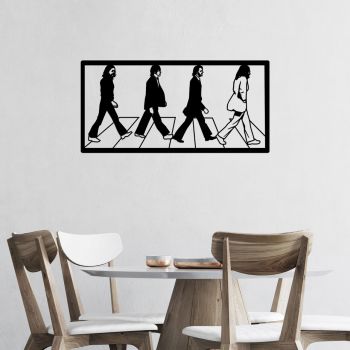 Decoratiune de perete, The Beatles, Metal, Dimensiune: 80 x 39 cm, Negru