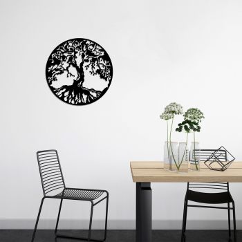 Decoratiune de perete, Tree, Metal, Dimensiune: 60 x 60 cm, Negru