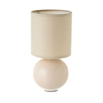 Veioză bej din ceramică cu abajur textil (înălțime 24,5 cm) – Casa Selección