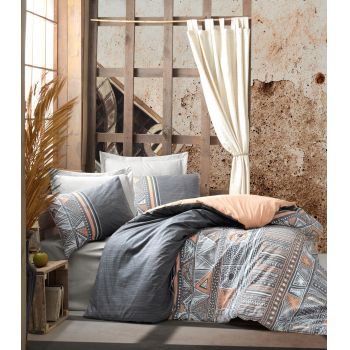 Lenjerie de pat pentru o persoana (EU) (IT), Adiel - Grey, Cotton Box, Bumbac Ranforce