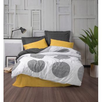 Lenjerie de pat pentru o persoana (FR), Dappled - Yellow, Cotton Box, Bumbac Ranforce