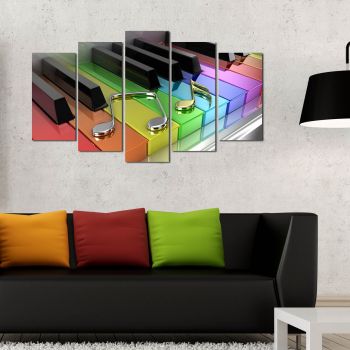 Tablou MDF ( 5 buc ) Piano Pride, Multicolor, 60x110 cm