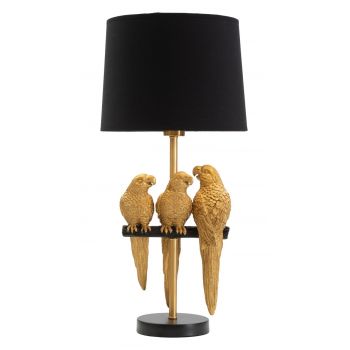 Lampa de masa Parrots, Mauro Ferretti, 1 x E27, 40W, Ø 30x62.5 cm, negru/auriu