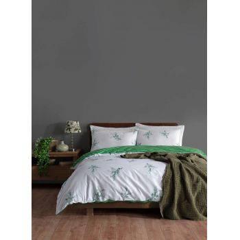 Lenjerie de pat pentru o persoana (FR), Meltem - Green, Primacasa by Türkiz, Bumbac Ranforce