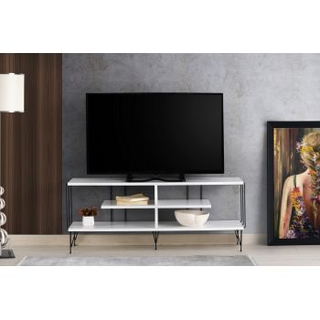 Comoda TV Eze, Crem - Alb - Maro - Gri, 120 x 45 x 30 cm ieftina