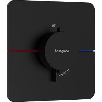 Baterie dus termostatata Hansgrohe ShowerSelect Comfort Q cu montaj incastrat necesita corp ingropat negru mat