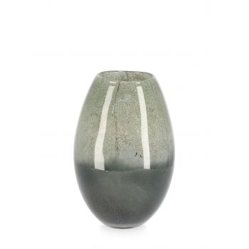 Vaza Mars, Bizzotto, 18.7 x 15.4 x 26 cm, sticla, handmade, verde/gri
