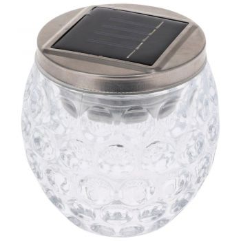 Lampa solara din sticla cu LED unicolor, de gradina, lumina calda, 10 cm ieftina