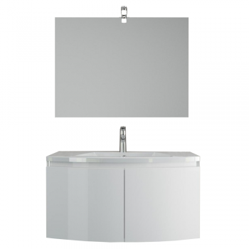Set mobilier baie Savini Due Giulia, masca + lavoar + oglinda, alb, 80 cm
