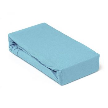 Husa saltea Jersey bleu, cu elastic, bumbac 100%, 160 x 200 cm ieftina