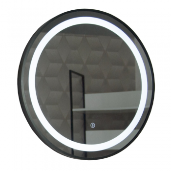 Oglinda de baie Badenmob MD3, cu iluminare LED, rama neagra, 60 x 60 cm ieftina