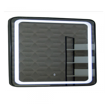 Oglinda de baie Badenmob MD3, cu iluminare LED, rama neagra, 80 x 60 cm ieftina