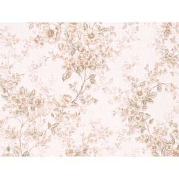 Tapet hartie Duplex Embosat, alb/crem, model floral, 10.05 x 0.53 m ieftin