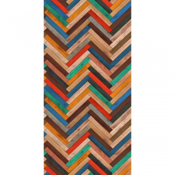 Covor modern Kitchen Wood DT02686_101, poliester, model geometric, multicolor, 70 x 140 cm