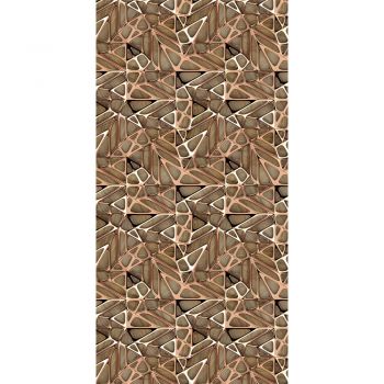 Covor modern Kitchen Wood, poliester, model geometric maro-bronz, 70 x 140 cm