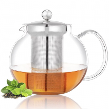 Ceainic cu infuzor, Quasar & Co, recipient pentru ceai/cafea, 850 ml, transparent